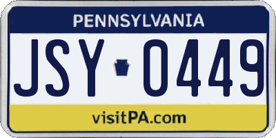 PA license plate JSY0449