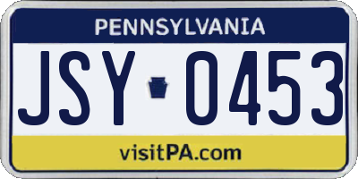 PA license plate JSY0453