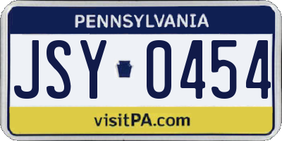 PA license plate JSY0454