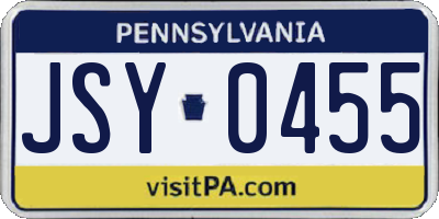 PA license plate JSY0455