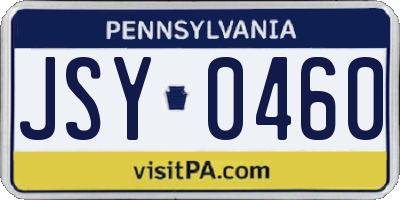PA license plate JSY0460