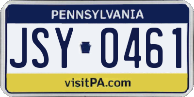 PA license plate JSY0461