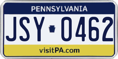 PA license plate JSY0462