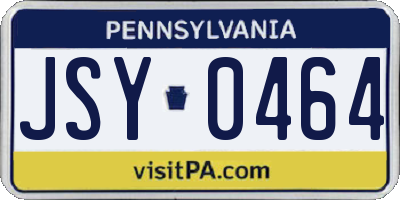 PA license plate JSY0464