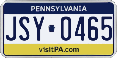 PA license plate JSY0465