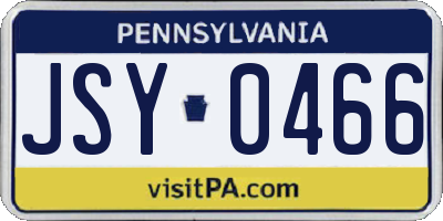PA license plate JSY0466