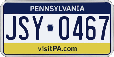 PA license plate JSY0467