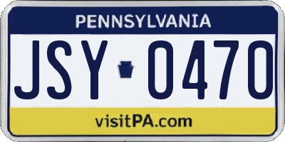 PA license plate JSY0470