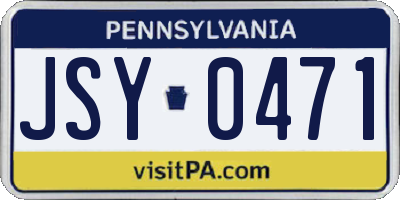 PA license plate JSY0471