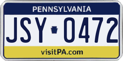 PA license plate JSY0472