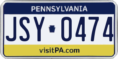 PA license plate JSY0474