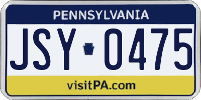 PA license plate JSY0475