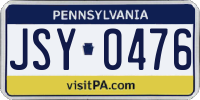 PA license plate JSY0476