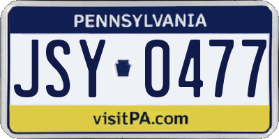 PA license plate JSY0477
