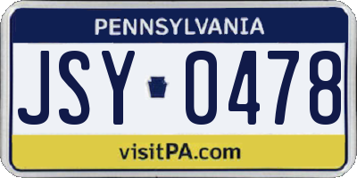 PA license plate JSY0478