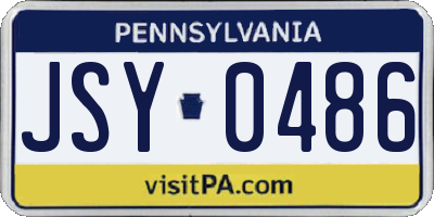 PA license plate JSY0486