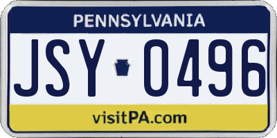 PA license plate JSY0496