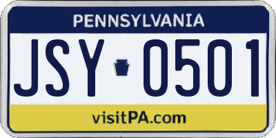 PA license plate JSY0501