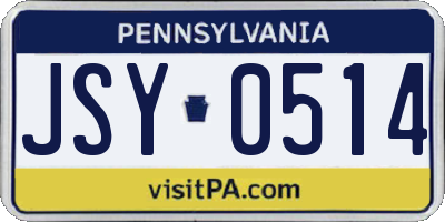 PA license plate JSY0514