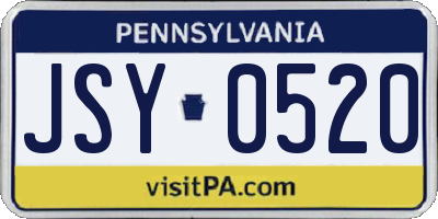 PA license plate JSY0520