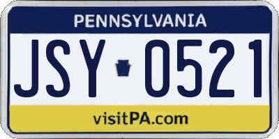 PA license plate JSY0521