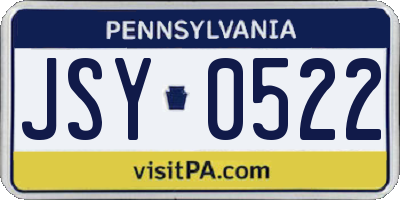 PA license plate JSY0522
