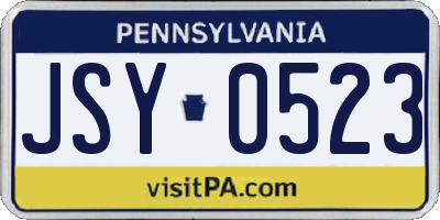 PA license plate JSY0523