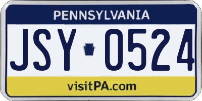 PA license plate JSY0524