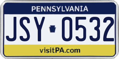 PA license plate JSY0532