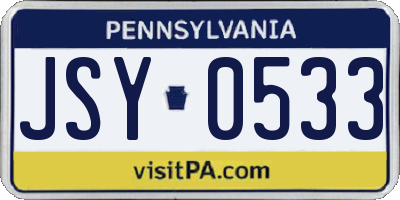 PA license plate JSY0533