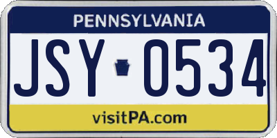 PA license plate JSY0534