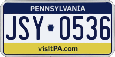 PA license plate JSY0536