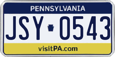 PA license plate JSY0543
