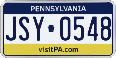 PA license plate JSY0548