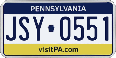 PA license plate JSY0551
