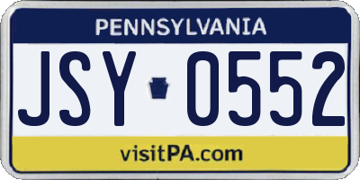 PA license plate JSY0552