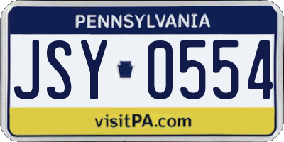 PA license plate JSY0554