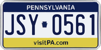 PA license plate JSY0561