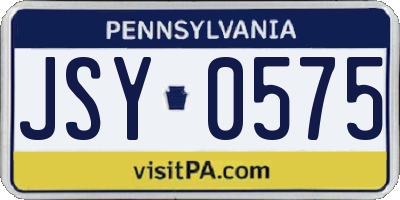 PA license plate JSY0575