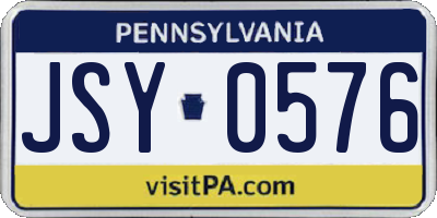 PA license plate JSY0576