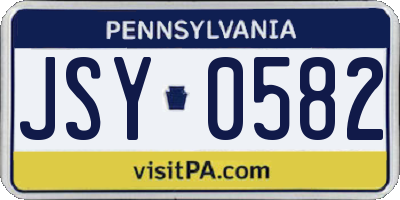 PA license plate JSY0582