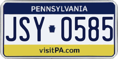PA license plate JSY0585