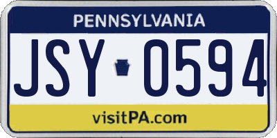 PA license plate JSY0594
