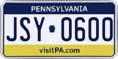 PA license plate JSY0600