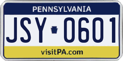 PA license plate JSY0601