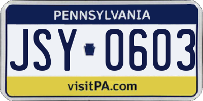 PA license plate JSY0603
