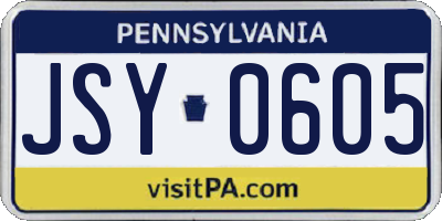 PA license plate JSY0605