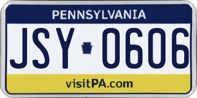 PA license plate JSY0606