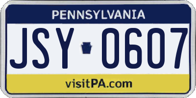 PA license plate JSY0607