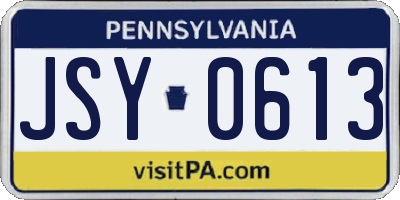 PA license plate JSY0613